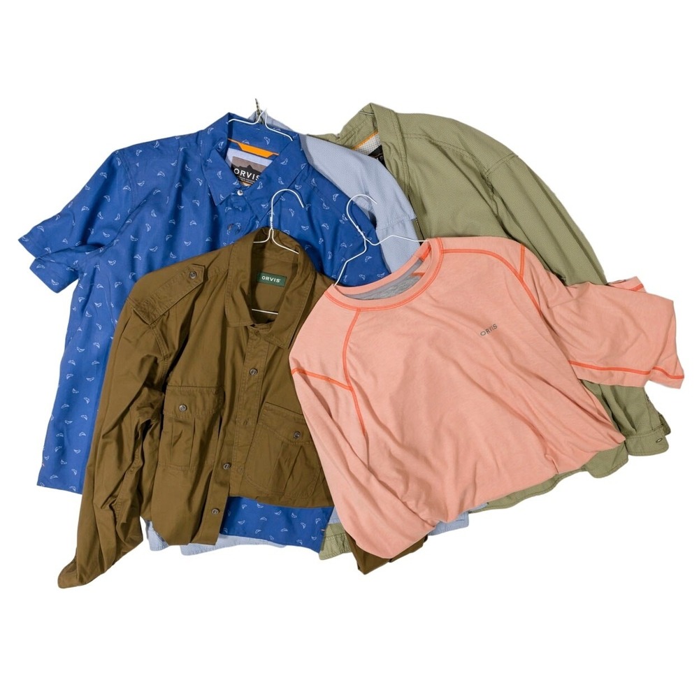 Lot of 5 Orvis Mens Activewear Shirts L XL XXL Vented Fishing Button Up Pullover